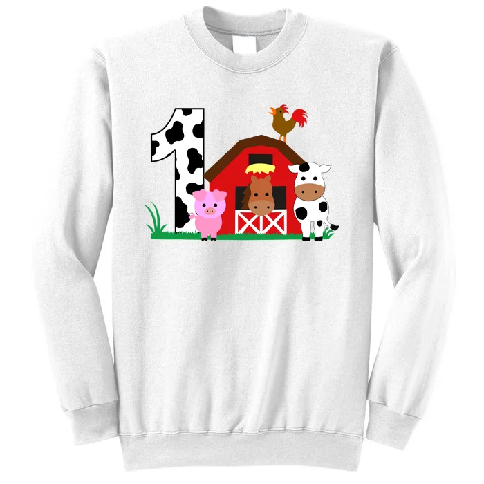 Farm Animals 1st Birthday 1 Year Old Birthday Party Sweatshirt