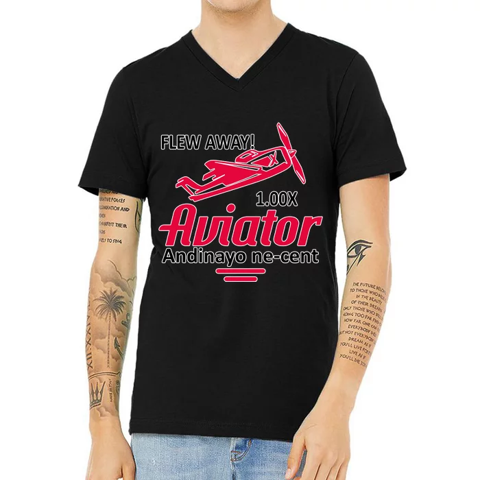 Flew Away 1.00x Aviator Andinayo Ne Cent V-Neck T-Shirt