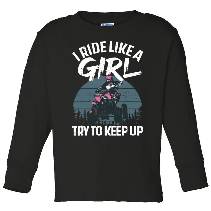 Funny ATV 4 Wheeler Design For Girls Wo Quad Riding Toddler Long Sleeve Shirt