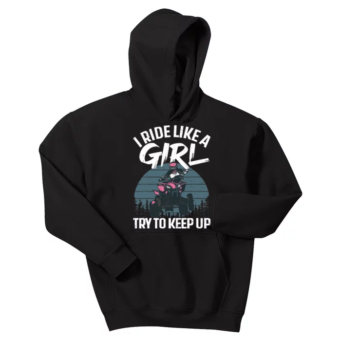 Funny ATV 4 Wheeler Design For Girls Wo Quad Riding Kids Hoodie