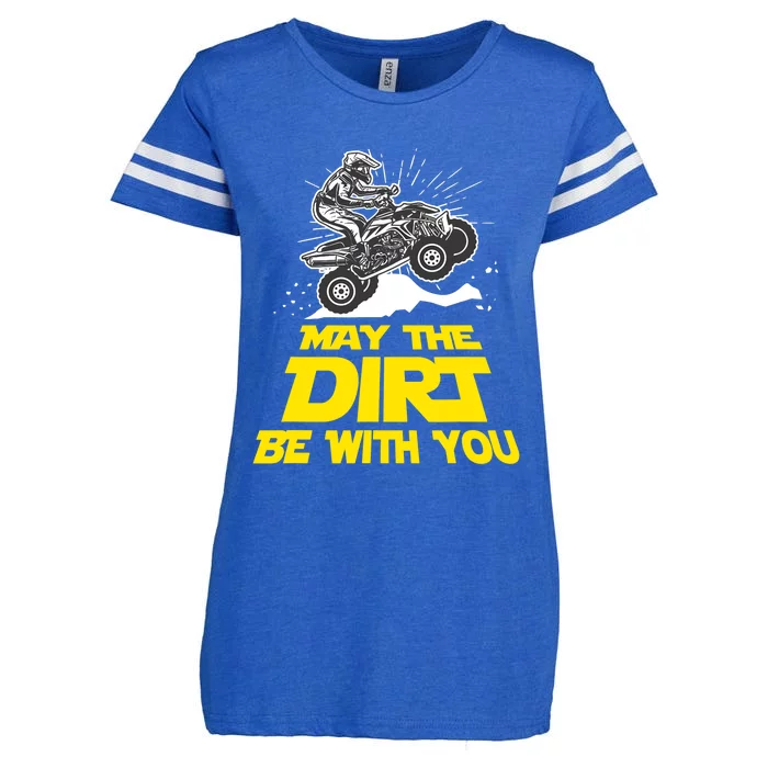 Funny ATV 4 Wheeler Quad Riding May The Dirt Be With You Enza Ladies Jersey Football T-Shirt