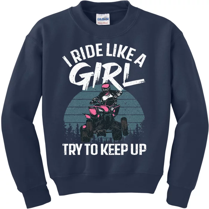 Funny ATV 4 Wheeler Design For Women Quad Riding Kids Sweatshirt