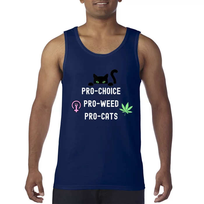 Feminism And 420 Funny Pro Choice Pro Cats Pro Weed Feminist Tank Top