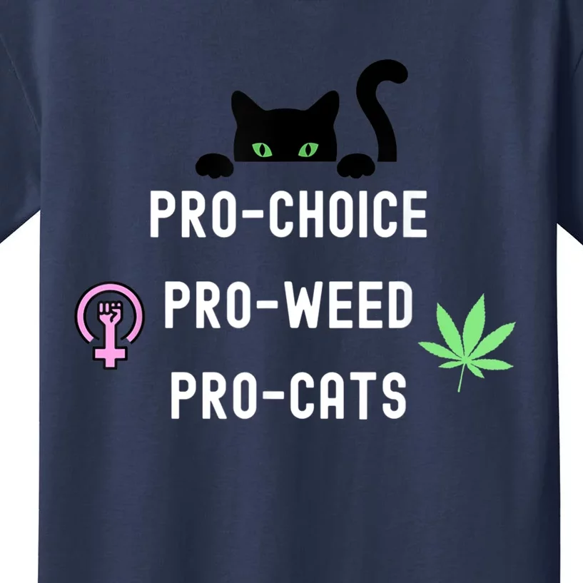 Feminism And 420 Funny Pro Choice Pro Cats Pro Weed Feminist Kids T-Shirt