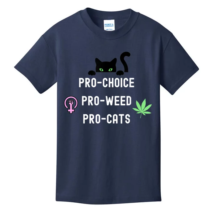 Feminism And 420 Funny Pro Choice Pro Cats Pro Weed Feminist Kids T-Shirt