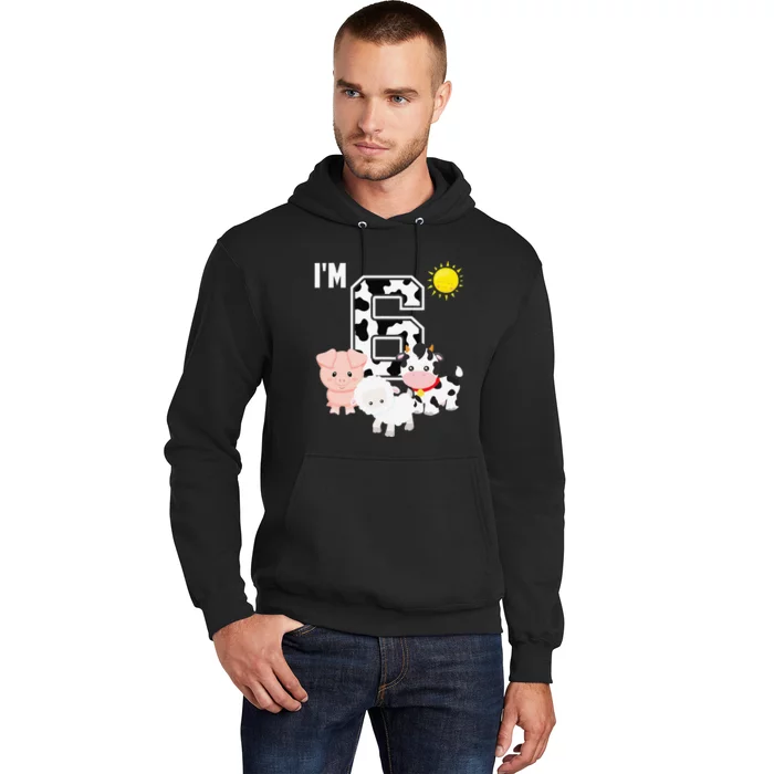 Farm Animals 6th Birthday 6 Year Old Birthday Party Hoodie