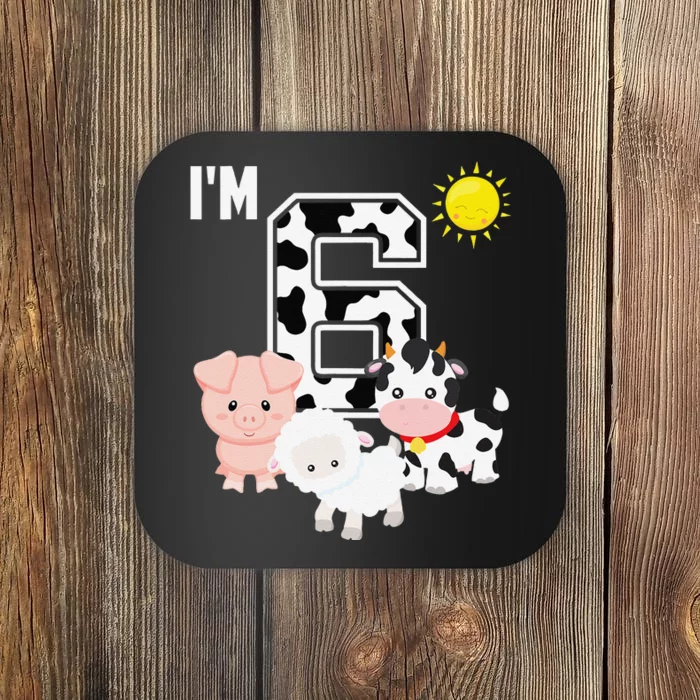 Farm Animals 6th Birthday 6 Year Old Birthday Party Coaster