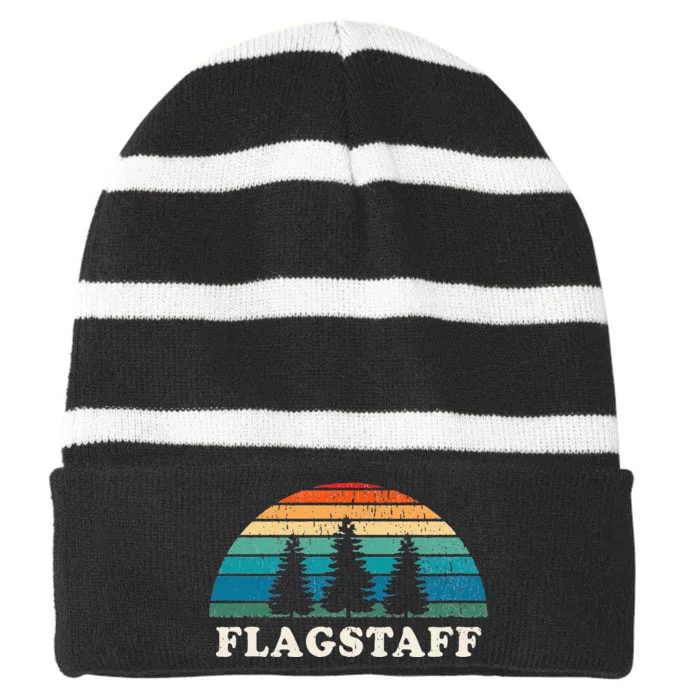 Flagstaff Az 70s Retro Throwback Design Striped Beanie with Solid Band