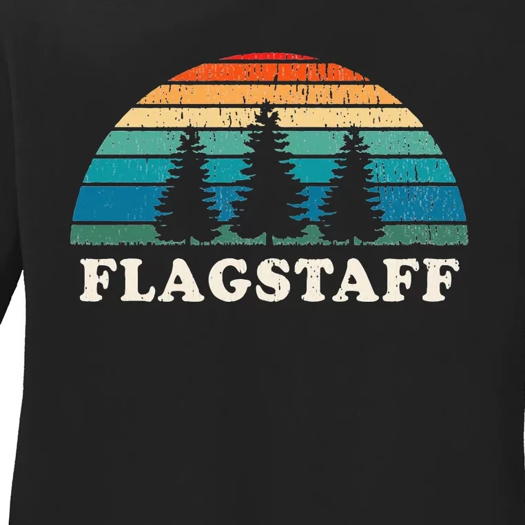 Flagstaff Az 70s Retro Throwback Design Ladies Long Sleeve Shirt