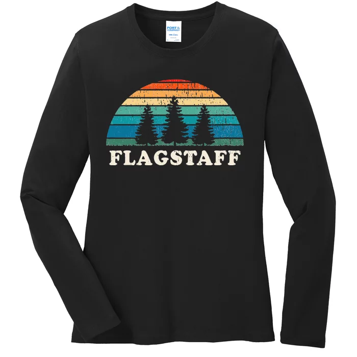 Flagstaff Az 70s Retro Throwback Design Ladies Long Sleeve Shirt