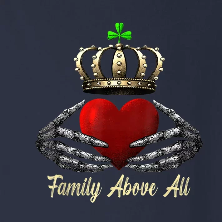 Family Above All Irish Claddagh Ring Heart With Crown Retro Toddler Long Sleeve Shirt