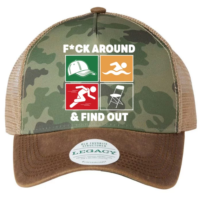 Fuck Around And Find Out Hat Chair Swim Run Legacy Tie Dye Trucker Hat