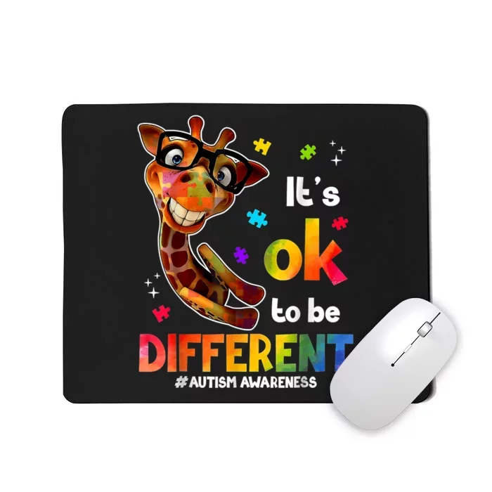 Funny Autism Awareness Its Ok To Be Different Giraffe Mousepad