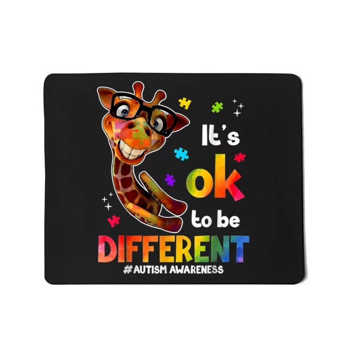 Funny Autism Awareness Its Ok To Be Different Giraffe Mousepad