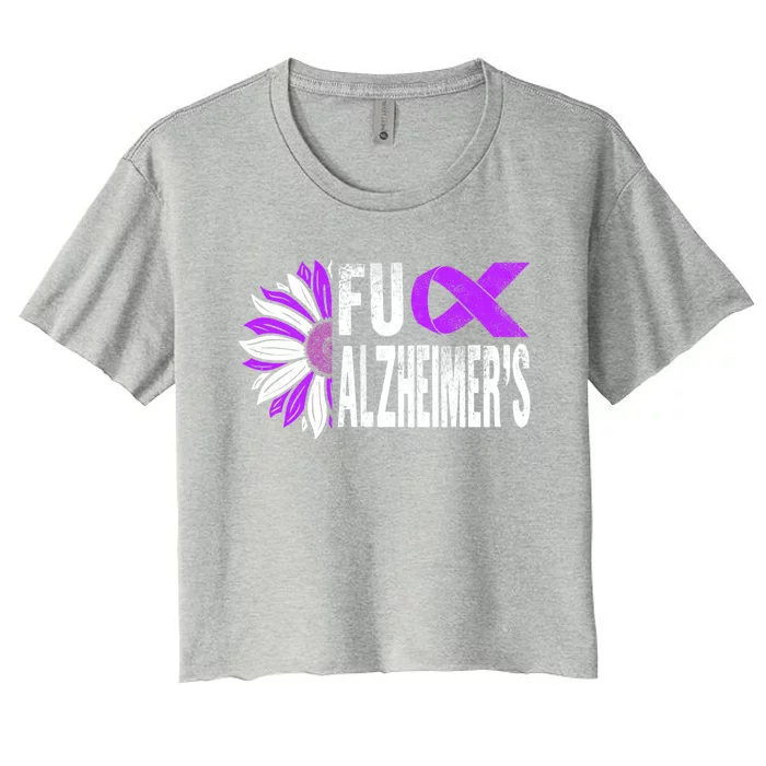 Fuck Alzheimer's Awareness Detia Warrior Support Purple Gift Women's Crop Top Tee