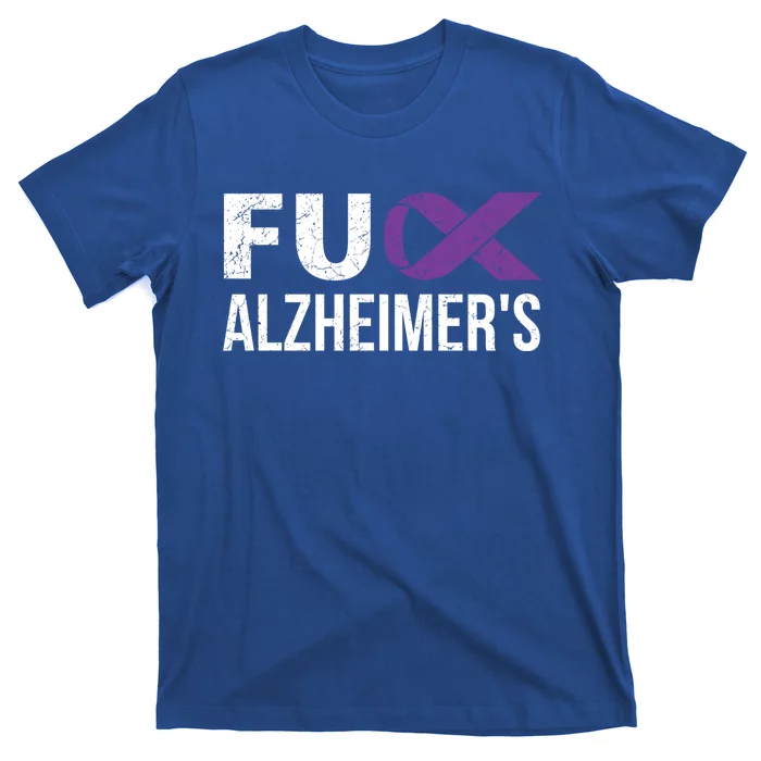 Fuck Alzheimer's Awareness Purple Ribbon Detia Mom Dad Gift T-Shirt