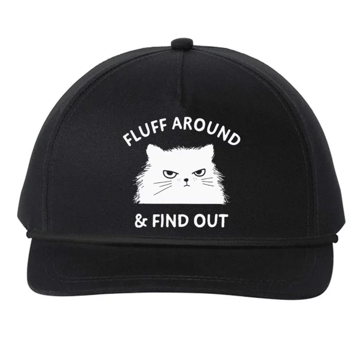 Fluff Around And Find Out Funny Cat Adult Humor Short Sleeve Snapback Five-Panel Rope Hat