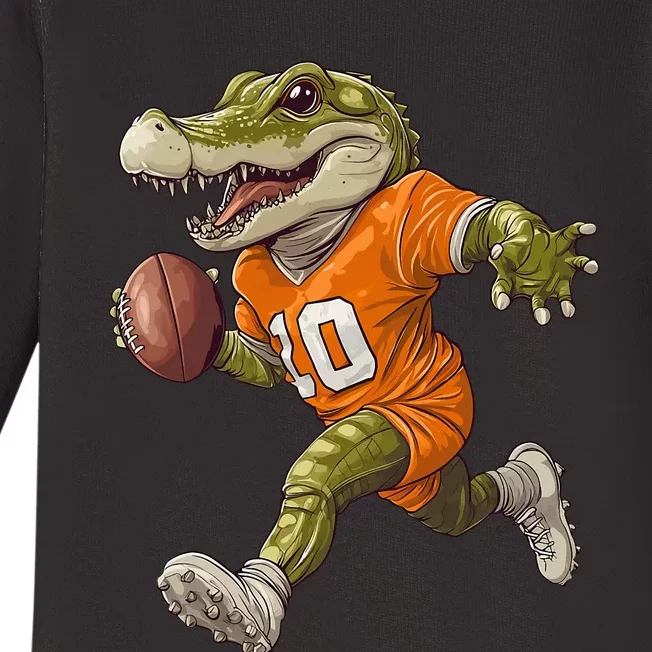 Football Alligator Apparel Sport Design Football Player Baby Long Sleeve Bodysuit