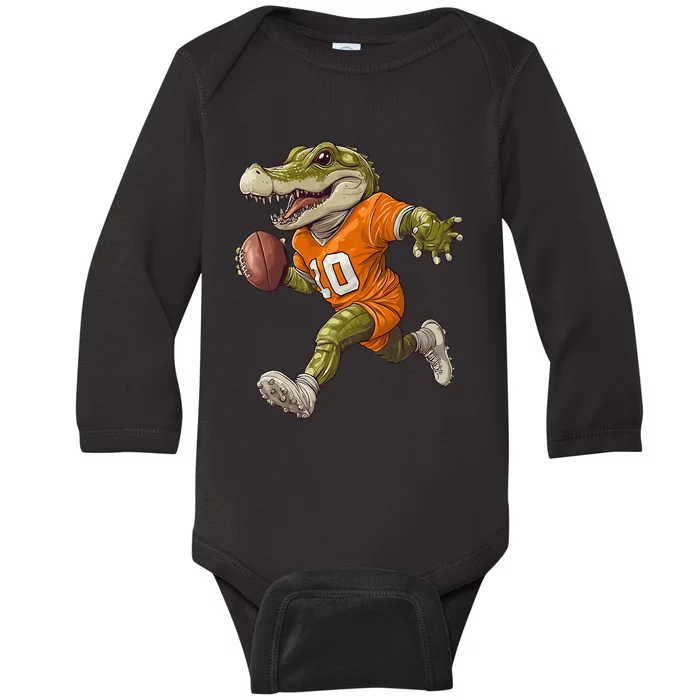 Football Alligator Apparel Sport Design Football Player Baby Long Sleeve Bodysuit