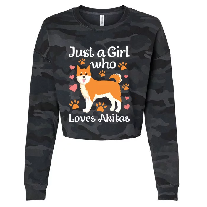 Funny Akita Art For Women Girl American Akita Inu Lover Cropped Pullover Crew