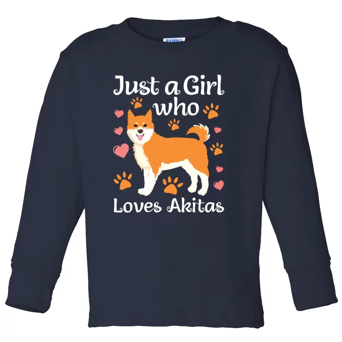 Funny Akita Art For Women Girl American Akita Inu Lover Toddler Long Sleeve Shirt