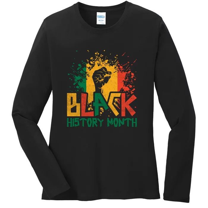 Freedom Afro America For Black History Month Gift Ladies Long Sleeve Shirt