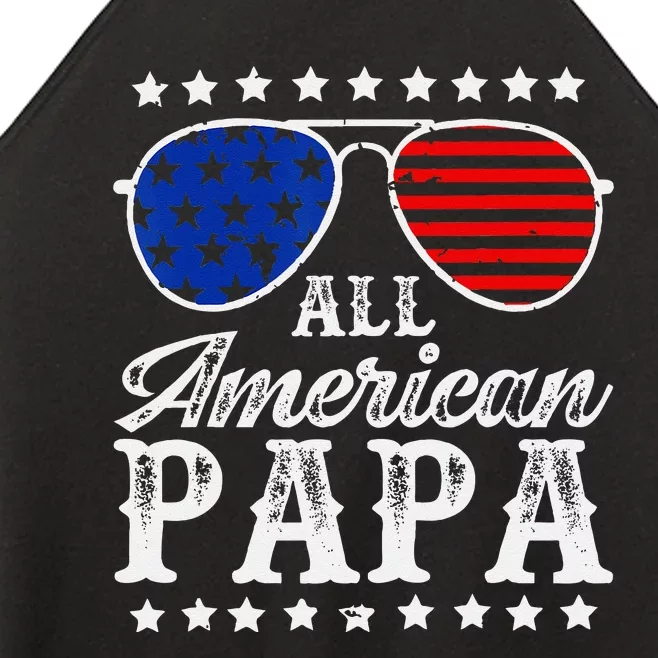 Funny All American Papa Sunglasses USA 4th Of July Women’s Perfect Tri Rocker Tank