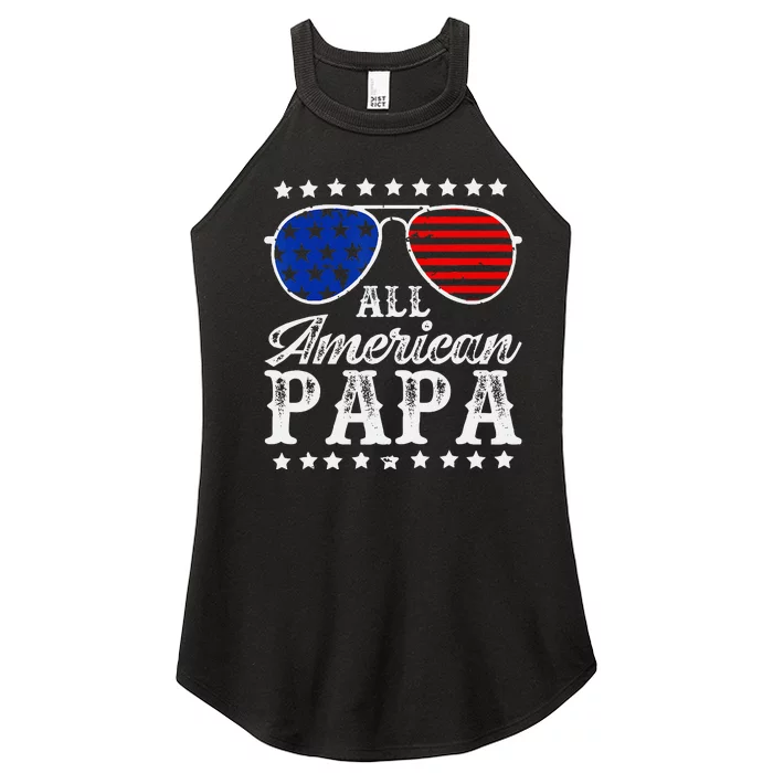 Funny All American Papa Sunglasses USA 4th Of July Women’s Perfect Tri Rocker Tank