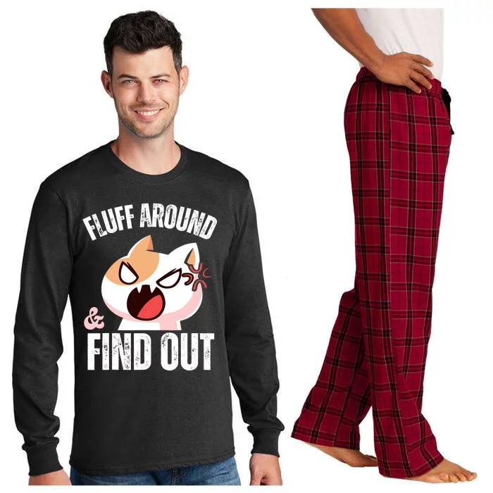 Fluff Around and find out Funny Sarcastic Cat Lady Long Sleeve Pajama Set