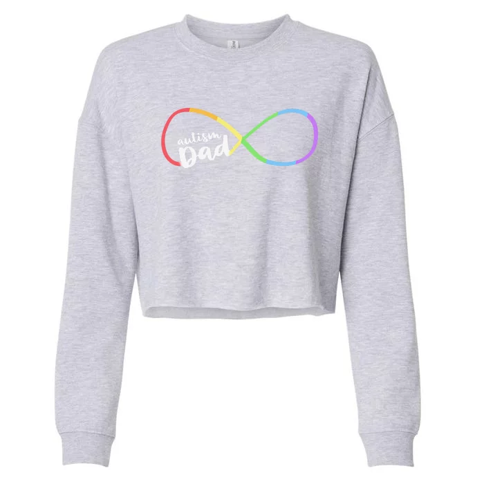 Family Autism Awareness Dad Rainbow Infinity Symbol Cropped Pullover Crew