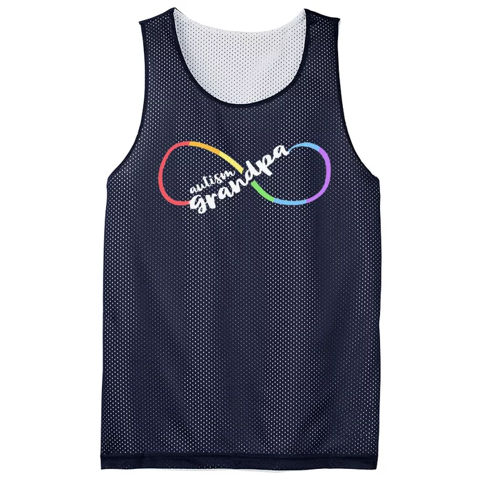 Family Autism Awareness Grandpa Rainbow Infinity Symbol Mesh Reversible Basketball Jersey Tank