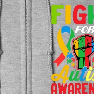 Fight Autism Awareness Autism Fist Autism Ribbon Puzzle Pieces Full Zip Hoodie