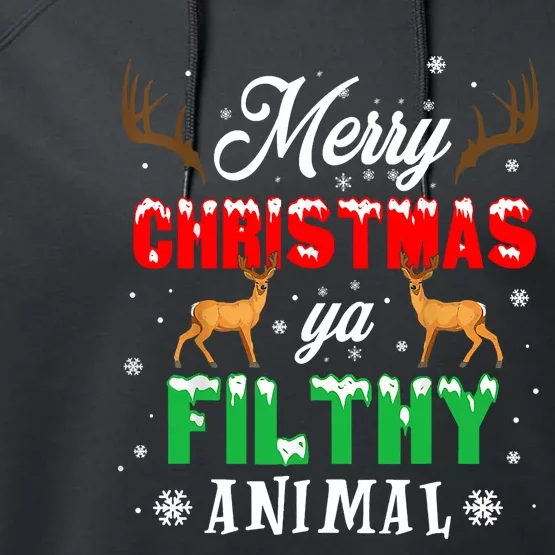 Funny Alone At Home Movies Merry Christmas You Filty Animal Long Sleeve Performance Fleece Hoodie