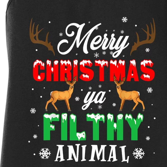 Funny Alone At Home Movies Merry Christmas You Filty Animal Long Sleeve Women's Racerback Tank