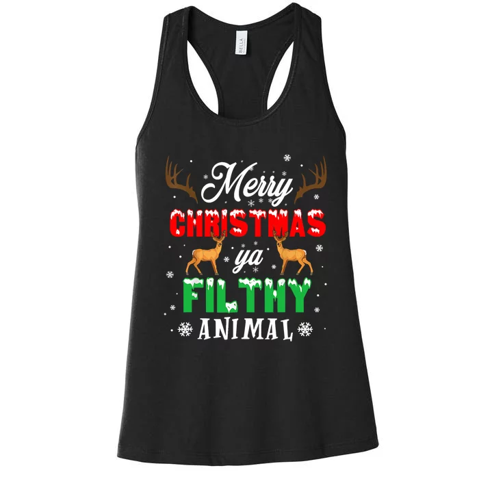 Funny Alone At Home Movies Merry Christmas You Filty Animal Long Sleeve Women's Racerback Tank