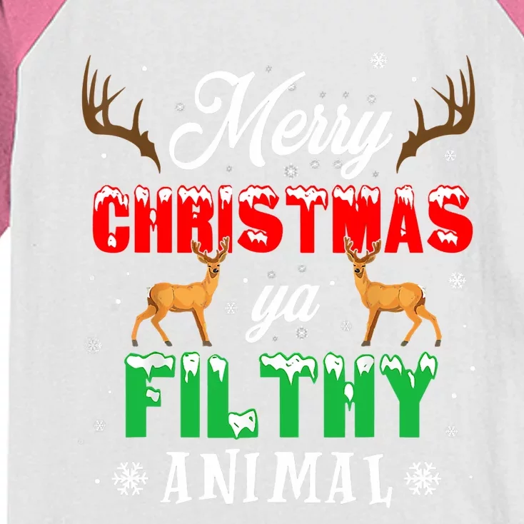 Funny Alone At Home Movies Merry Christmas You Filty Animal Long Sleeve Kids Colorblock Raglan Jersey