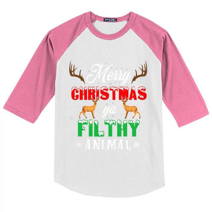 Funny Alone At Home Movies Merry Christmas You Filty Animal Long Sleeve Kids Colorblock Raglan Jersey