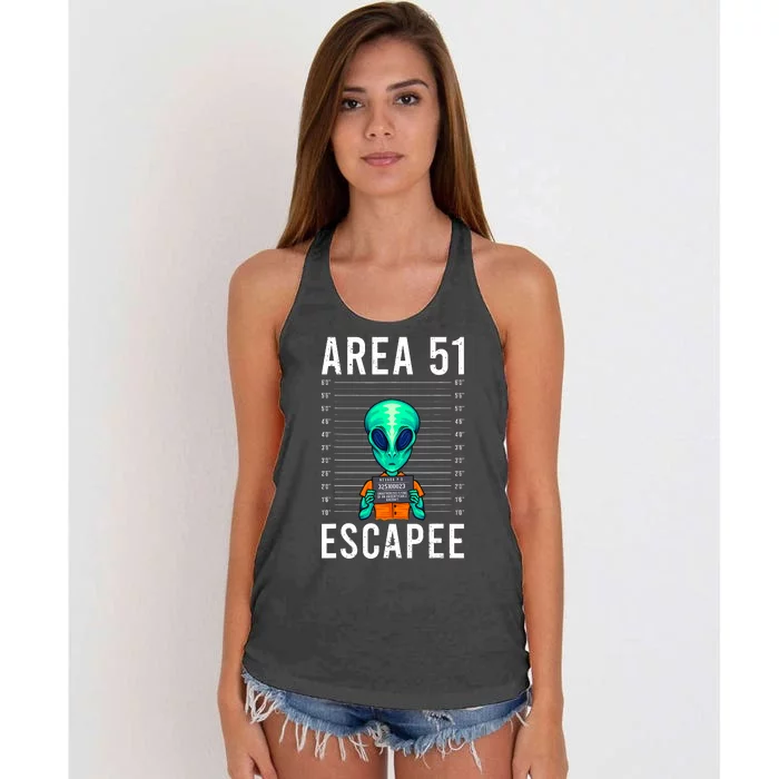 Funny Alien Art Alien Lover Area 51 Escapee Alien Women's Knotted Racerback Tank