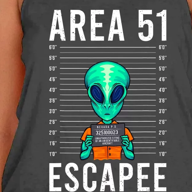 Funny Alien Art Alien Lover Area 51 Escapee Alien Women's Knotted Racerback Tank