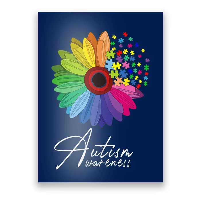 Floral Autism Awareness Daisy Flower For Women Poster