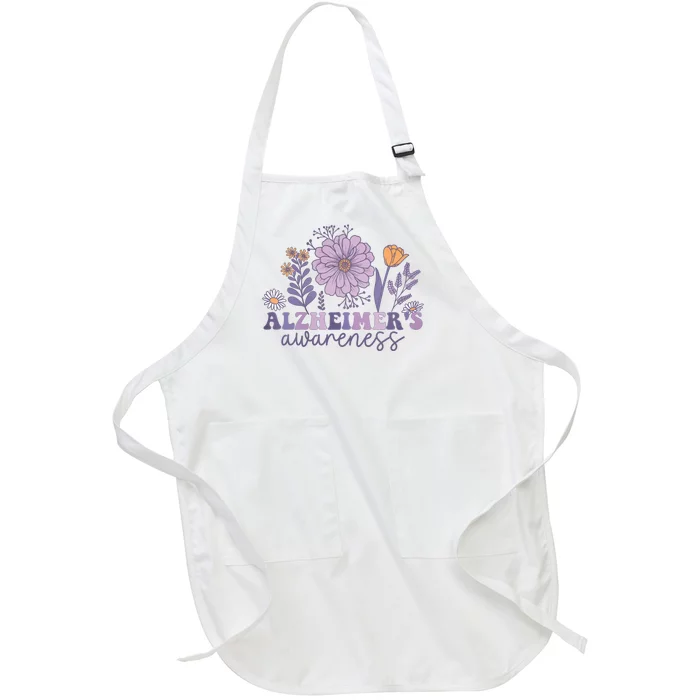 Flowers Alzheimer Awareness Dementia Awareness Alzheimers Walk Forget Me Not Full-Length Apron With Pocket