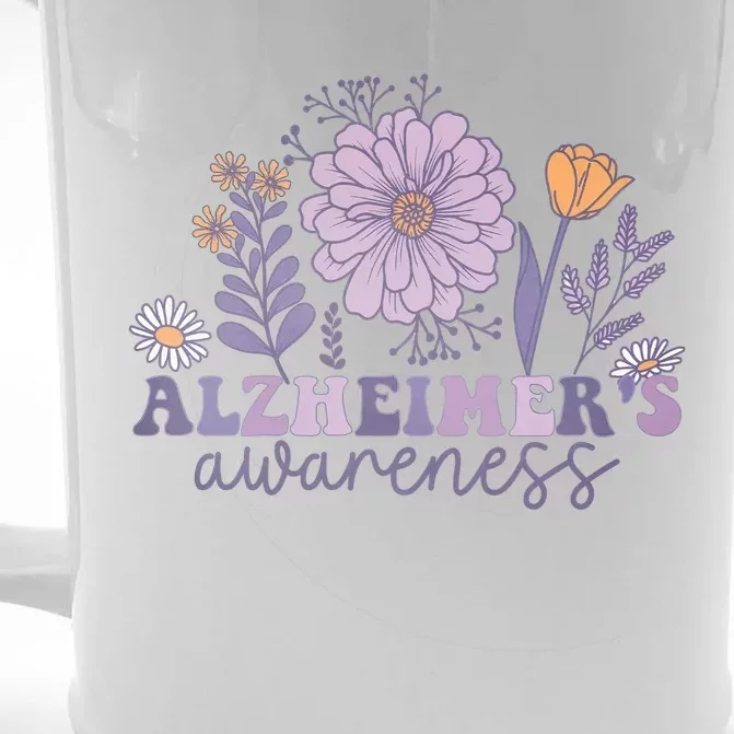 Flowers Alzheimer Awareness Dementia Awareness Alzheimers Walk Forget Me Not Front & Back Beer Stein