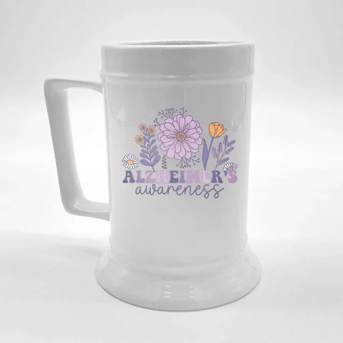 Flowers Alzheimer Awareness Dementia Awareness Alzheimers Walk Forget Me Not Front & Back Beer Stein