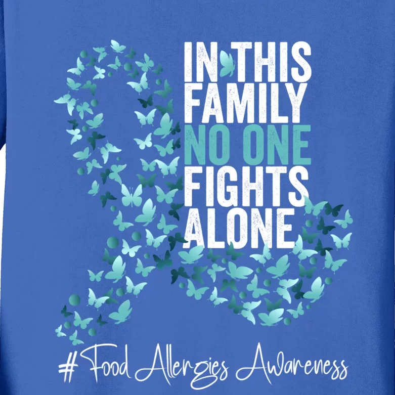 Food Allergies Awareness Month Teal Ribbon Gift Kids Long Sleeve Shirt