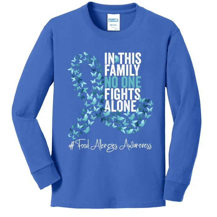 Food Allergies Awareness Month Teal Ribbon Gift Kids Long Sleeve Shirt