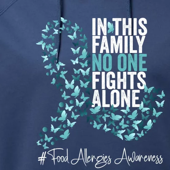 Food Allergies Awareness Month Teal Ribbon Gift Performance Fleece Hoodie