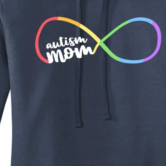 Family Autism Awareness Mom Rainbow Infinity Symbol Gift Women's Pullover Hoodie