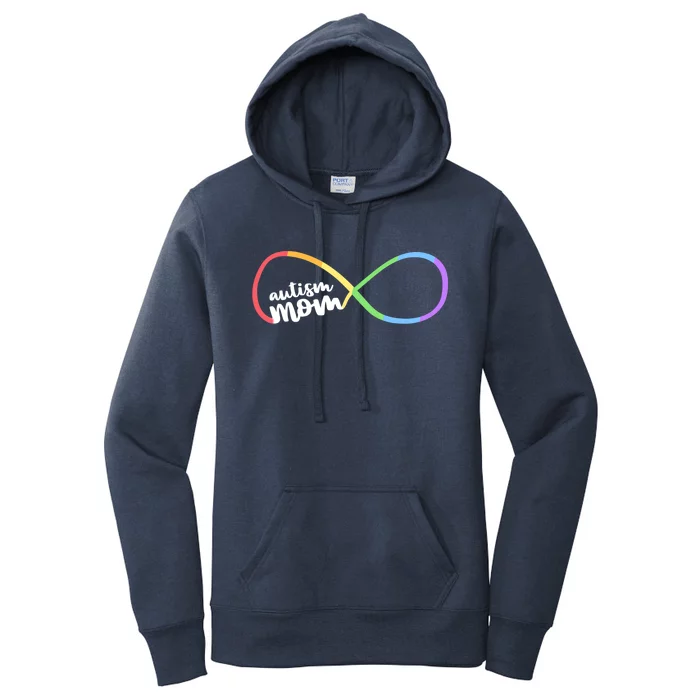 Family Autism Awareness Mom Rainbow Infinity Symbol Gift Women's Pullover Hoodie