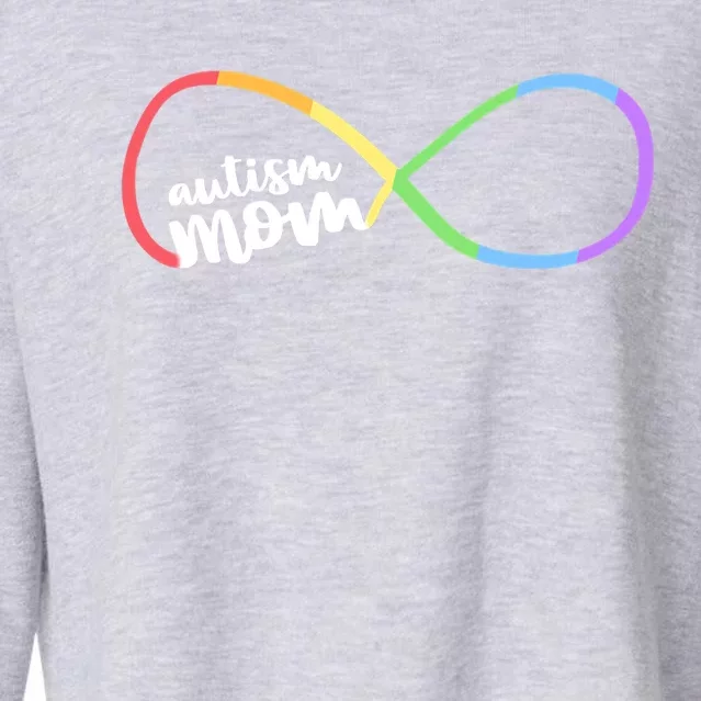 Family Autism Awareness Mom Rainbow Infinity Symbol Gift Cropped Pullover Crew