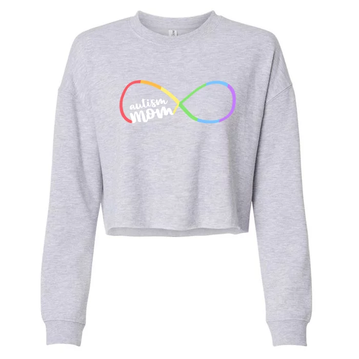 Family Autism Awareness Mom Rainbow Infinity Symbol Gift Cropped Pullover Crew